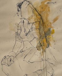 Moazzam Ali, Aesthetics & The Indus Woman Series, 20 x 24 Inch, Watercolor on Paper, Figurative Painting, AC-MOZ-080
